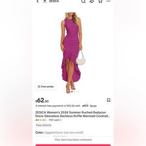 Zesica Eggplant Bodycon Ruffle Dress
